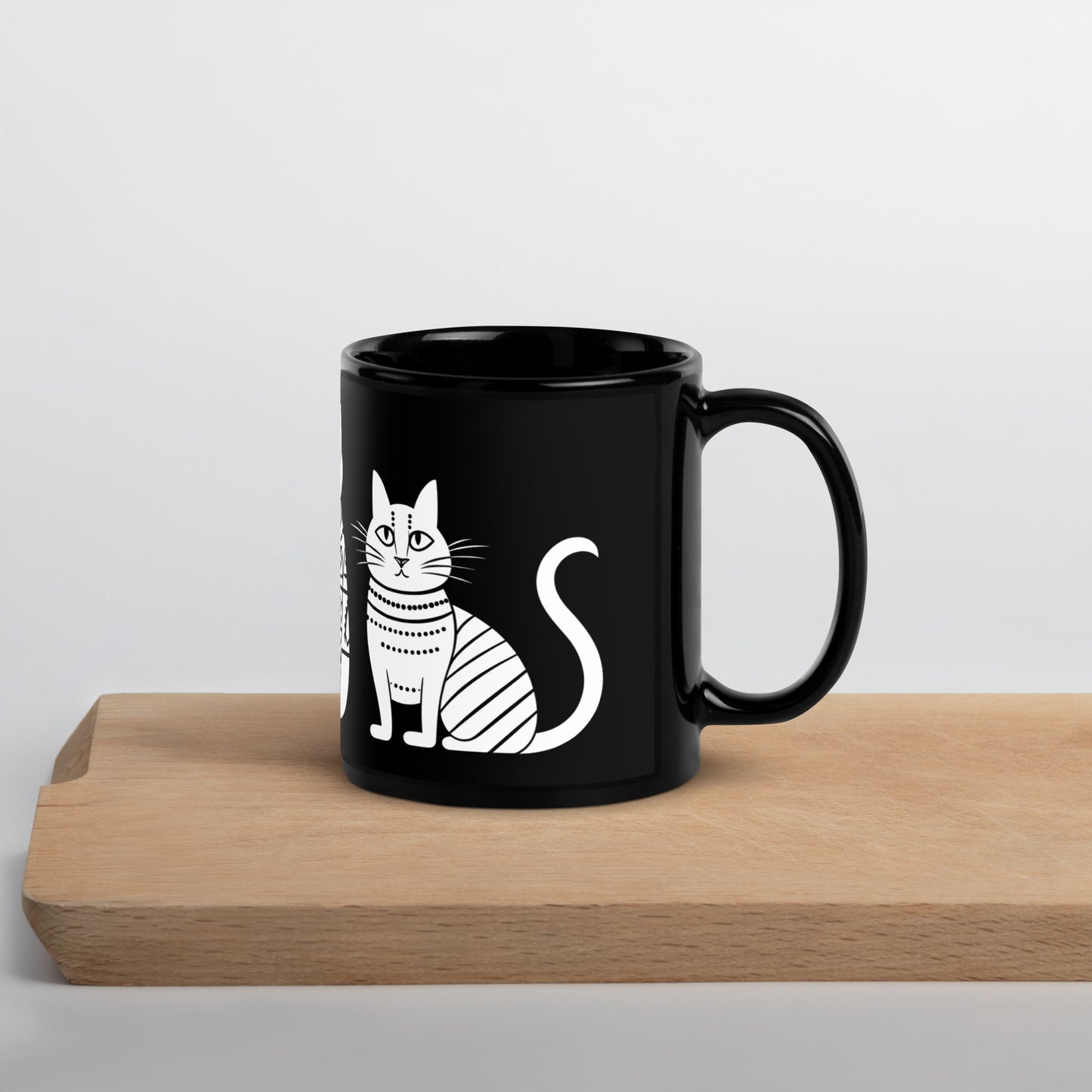 Tasse noire en céramique 11 oz - Imprimé de chats