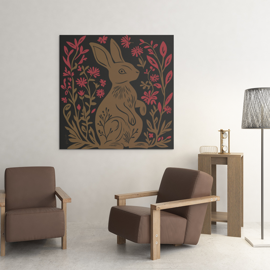 Eco-friendly poster - Linocut style rabbit print