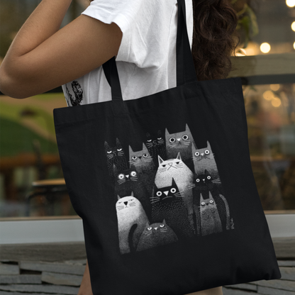 Sac tote noir en coton bio - Gang de chats