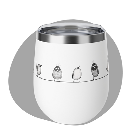 Gobelet 12 oz en acier inox - Imprimé d'oiseaux ludique