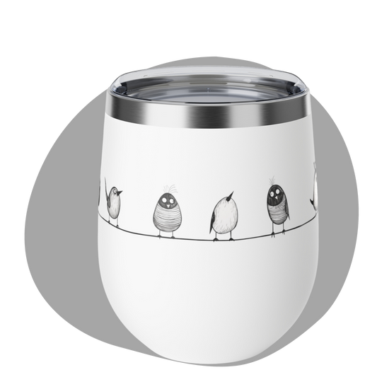Gobelet 12 oz en acier inox - Imprimé d'oiseaux ludique