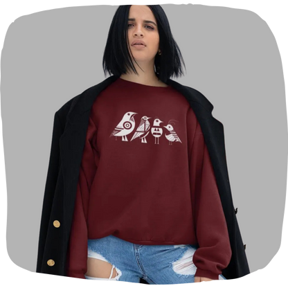 Pull en coton durable – Motif d'oiseaux géométriques