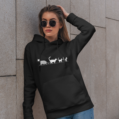 Sweat à capuche en coton durable – Chats en file indienne