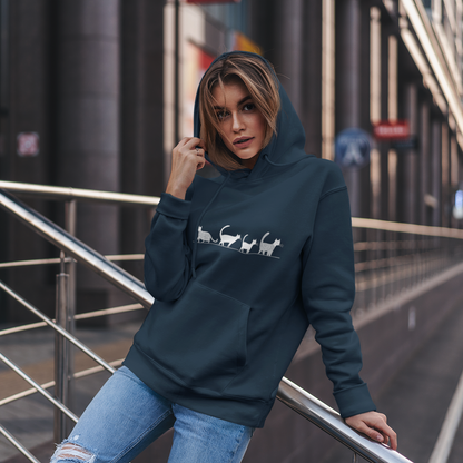 Sweat à capuche en coton durable – Chats en file indienne