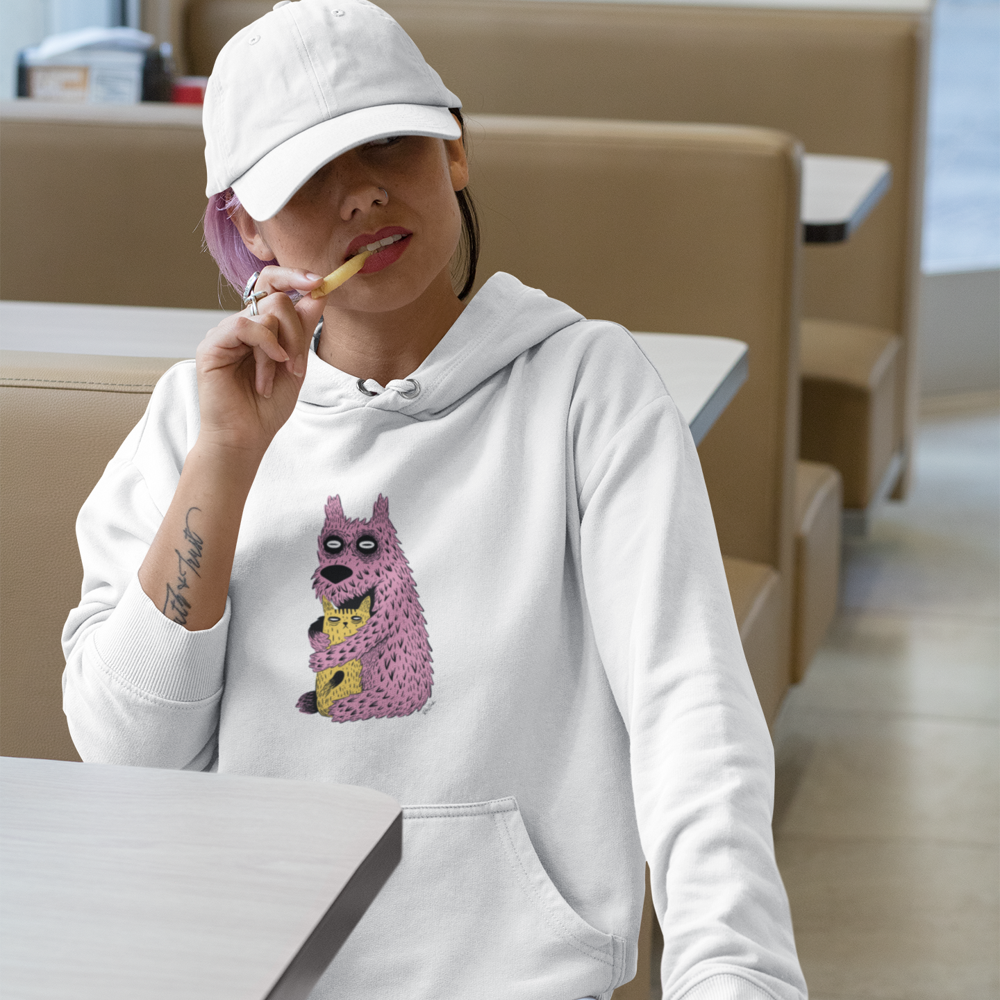 Sweat à capuche en coton durable – Design créatures câlines