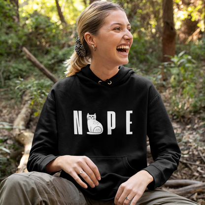 Sweat à capuche en coton bio - Chat ludique et minimaliste