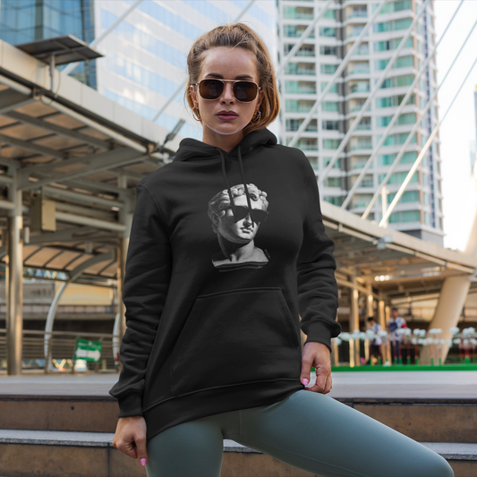 Sweat à capuche en coton durable – Buste d'homme antique avec lunettes