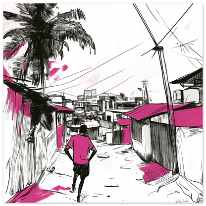 ecofriendly paper tropical village sketch poster