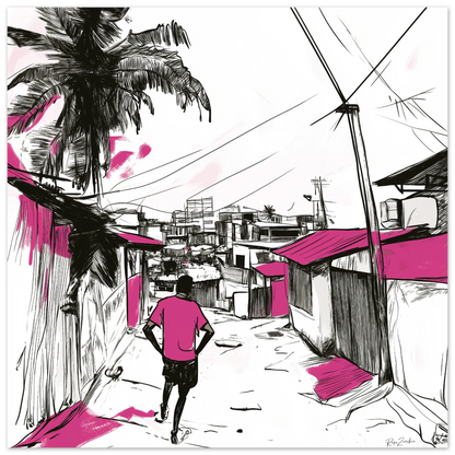ecofriendly paper tropical village sketch poster