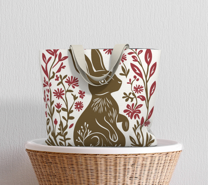 Grand sac tote en toile de coton durable - Imprimé de lapin