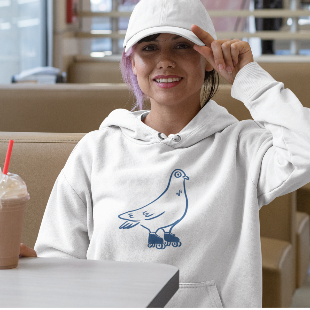 Sweat à capuche en coton durable – Pigeon à roulettes