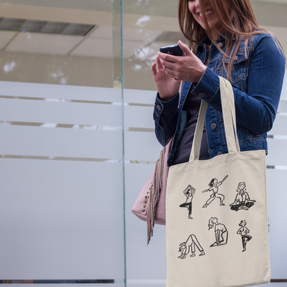 Eco-friendly cotton tote bag - Yoga poses