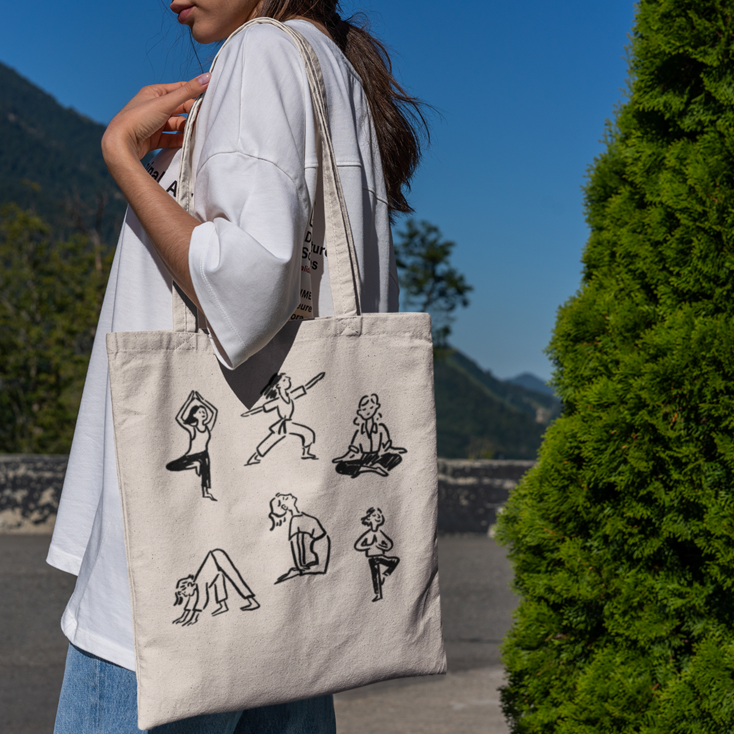 Eco-friendly cotton tote bag - Yoga poses