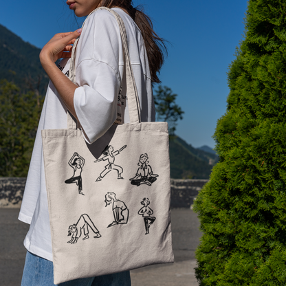 Eco-friendly cotton tote bag - Yoga poses
