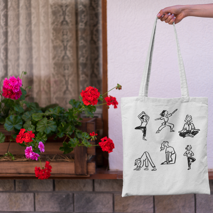 Eco-friendly cotton tote bag - Yoga poses
