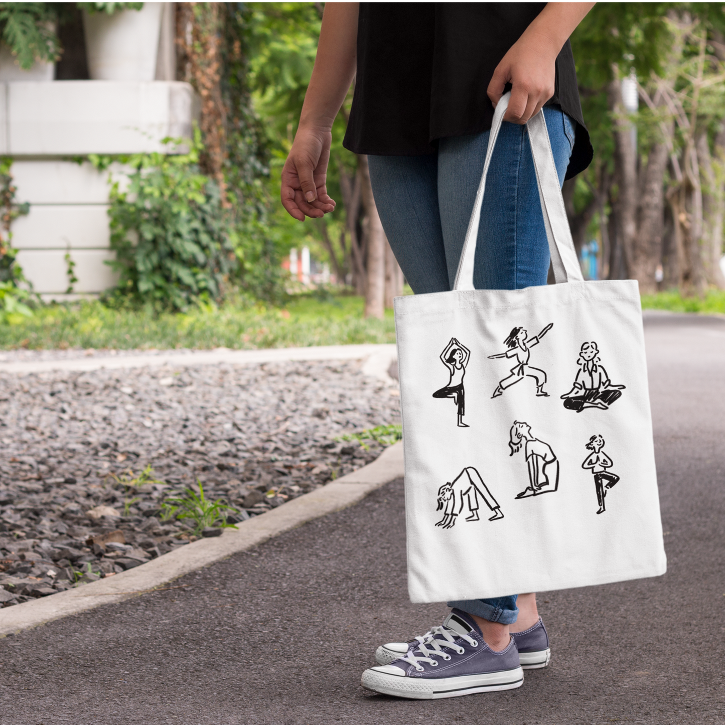 Eco-friendly cotton tote bag - Yoga poses