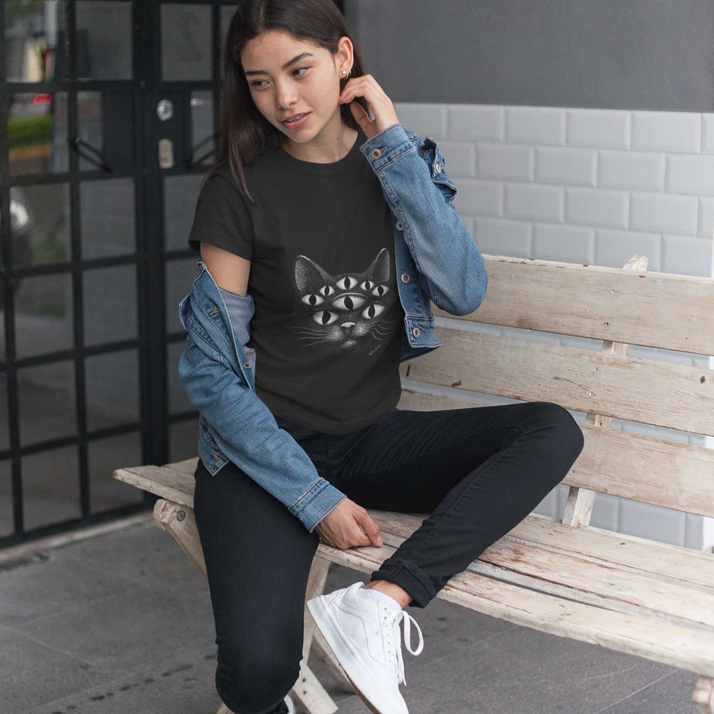 T-shirt en coton bio - Chat psychédélique