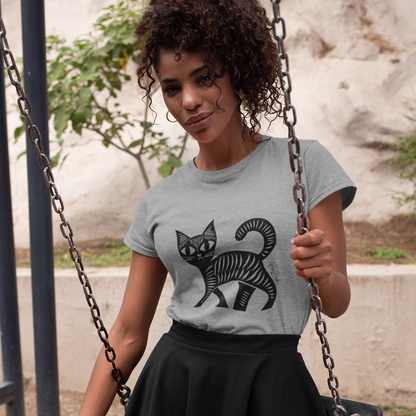 T-shirt en coton bio - Motif de chat - rose zombie