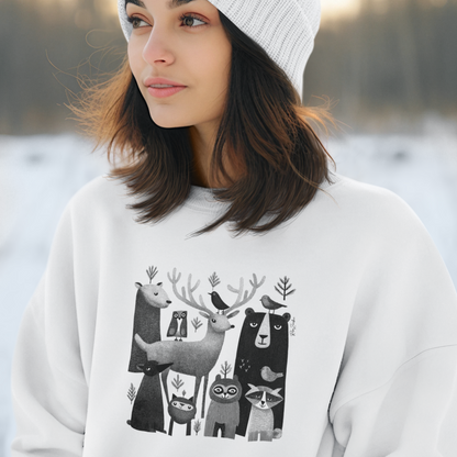 Pull en coton bio – Épaisseur moyenne – Animaux de la forêt