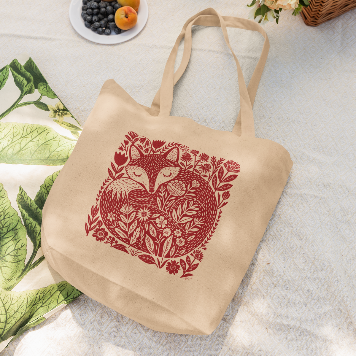 Organic Cotton Tote Bag — Sleeping Fox Folk Art