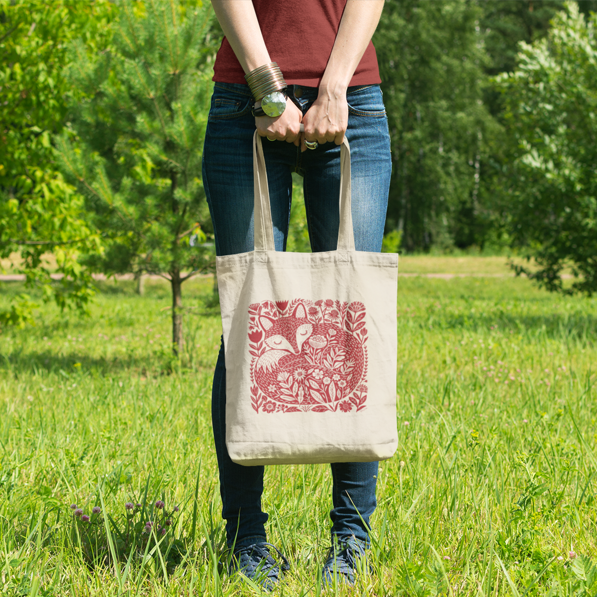 Organic Cotton Tote Bag — Sleeping Fox Folk Art