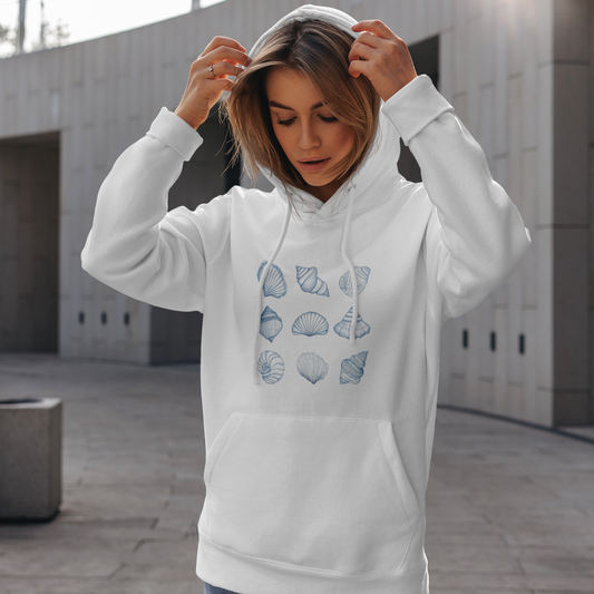 Sweat à capuche en coton bio Coral Candy - Motif de coquillages - rose zombie