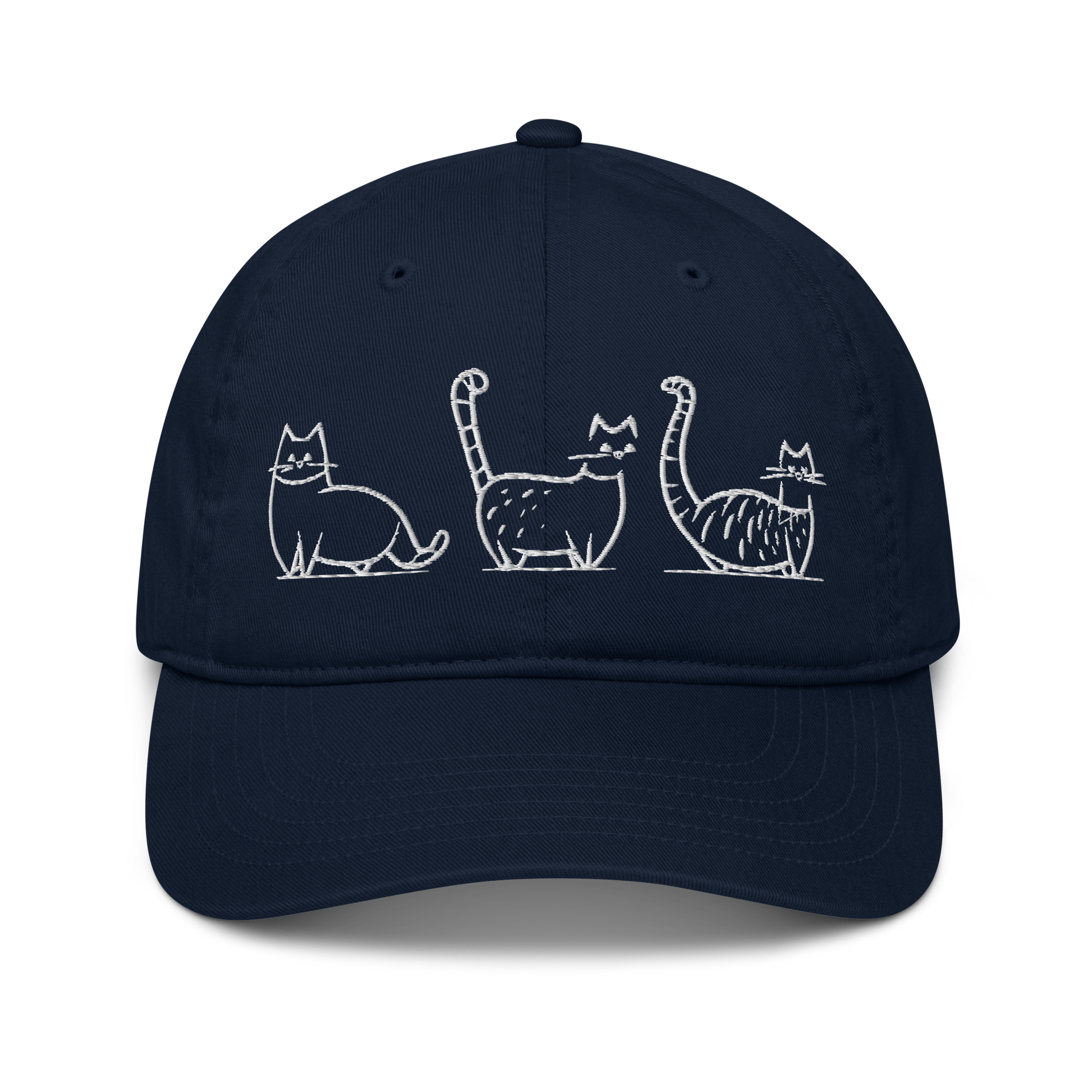 Casquette en coton biologique Kawaii - Motif de chats brodé - rose zombie