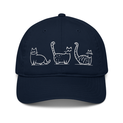 Casquette en coton biologique Kawaii - Motif de chats brodé - rose zombie