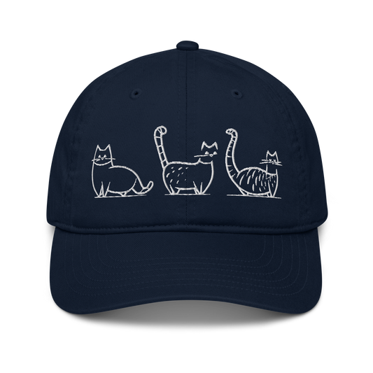 Casquette en coton biologique Kawaii - Motif de chats brodé - rose zombie