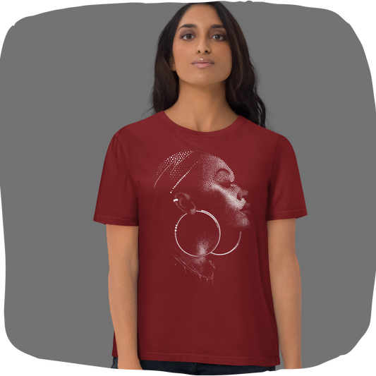 T-shirt en coton bio – Portrait artistique de femme créole