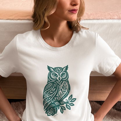 T-shirt coton bio — Hibou style folk art