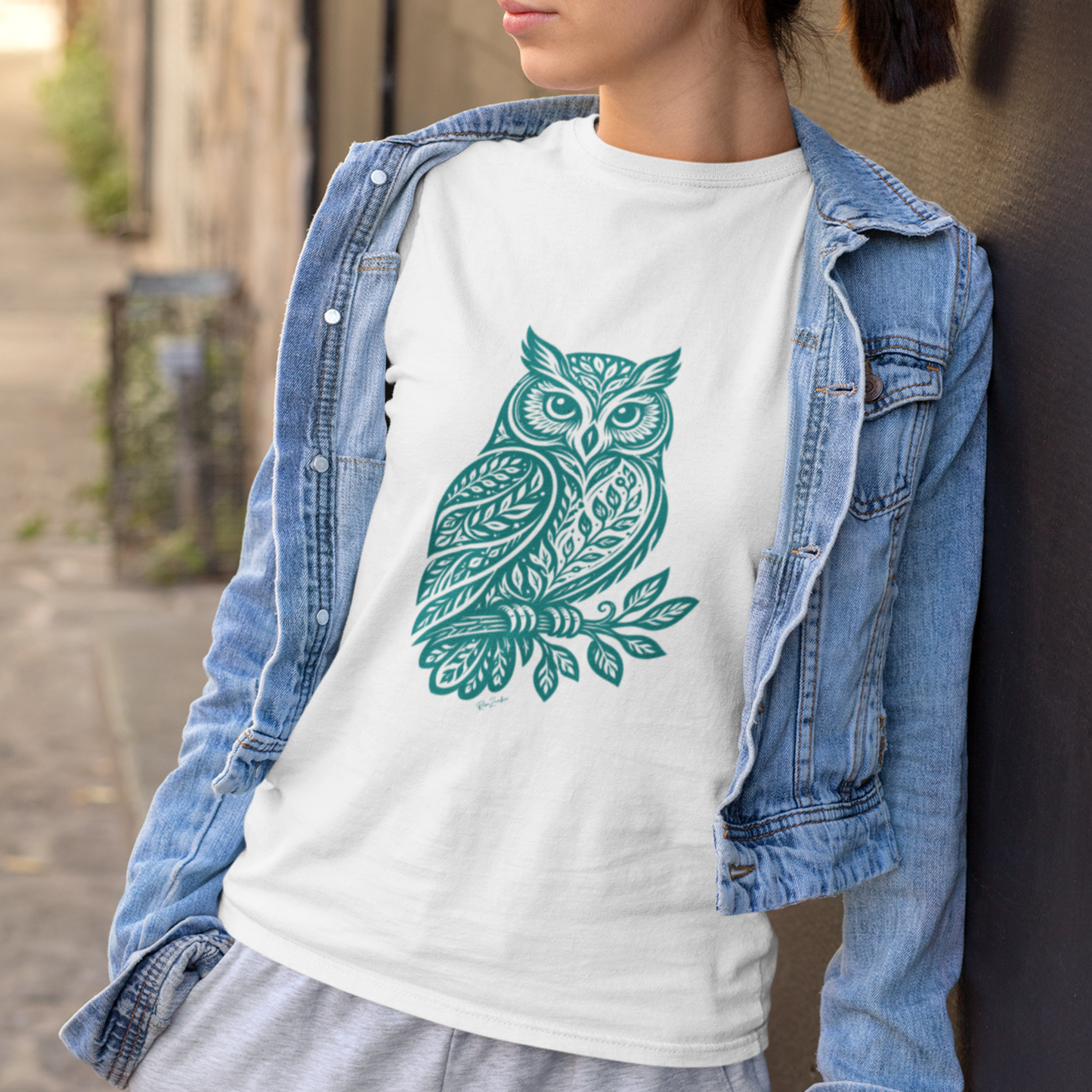 T-shirt coton bio — Hibou style folk art