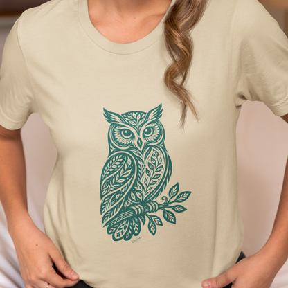 T-shirt coton bio — Hibou style folk art