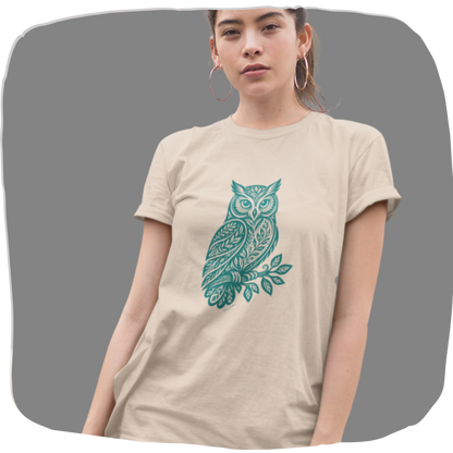 T-shirt coton bio — Hibou style folk art