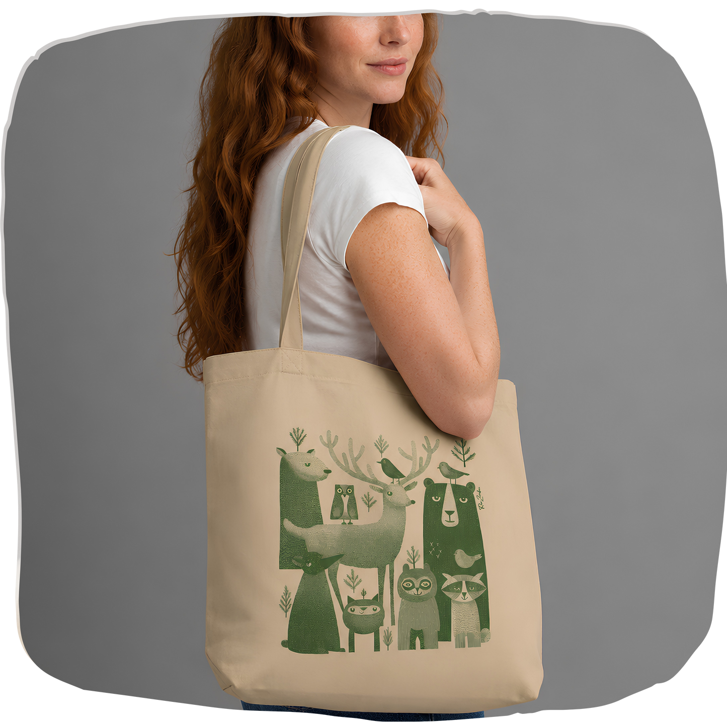 Tote bag en coton bio — Animaux de la forêt