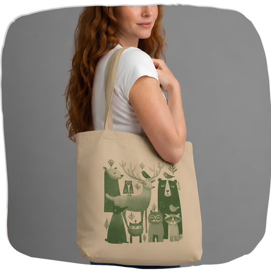 Tote bag en coton bio — Animaux de la forêt
