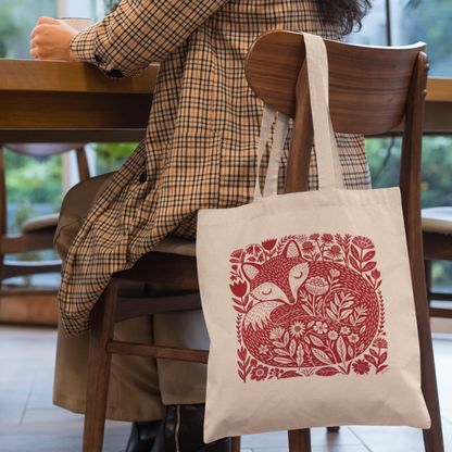 Sac tote bag coton bio — Renard endormi folk art
