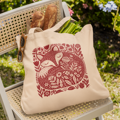 Sac tote bag coton bio — Renard endormi folk art