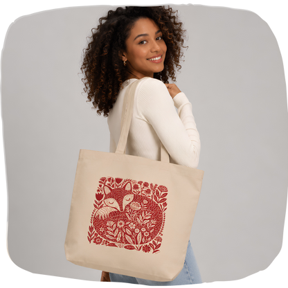 Sac tote bag coton bio — Renard endormi folk art