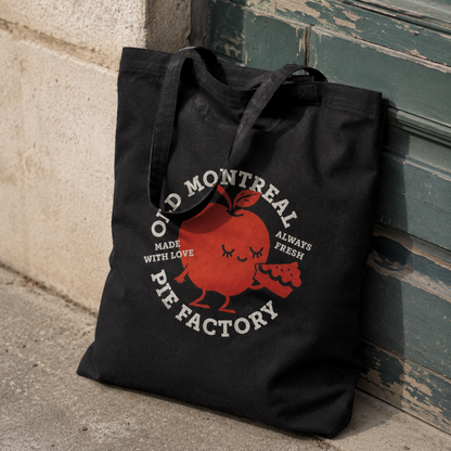Sac tote noir en coton bio - Logo vintage "Old Montreal Pie Factory"
