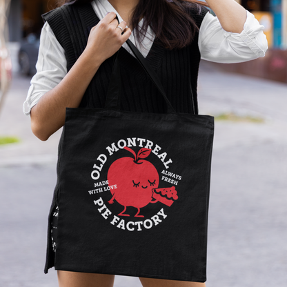 Sac tote noir en coton bio - Logo vintage "Old Montreal Pie Factory"
