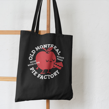 Sac tote noir en coton bio - Logo vintage "Old Montreal Pie Factory"