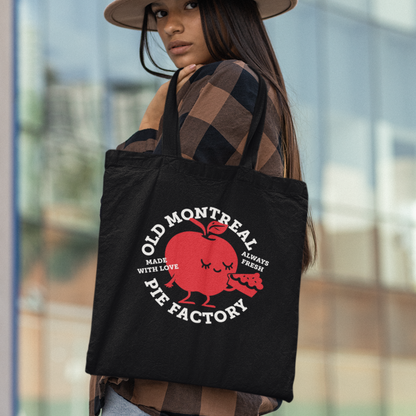 Sac tote noir en coton bio - Logo vintage "Old Montreal Pie Factory"