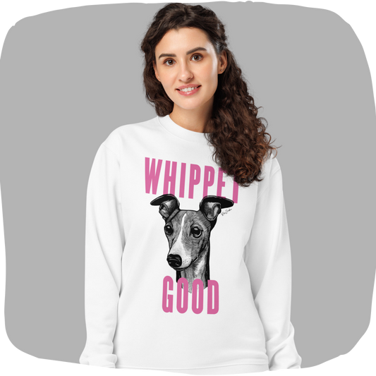 Pull épais en coton bio – Imprimé humoristique citation Whippet Good