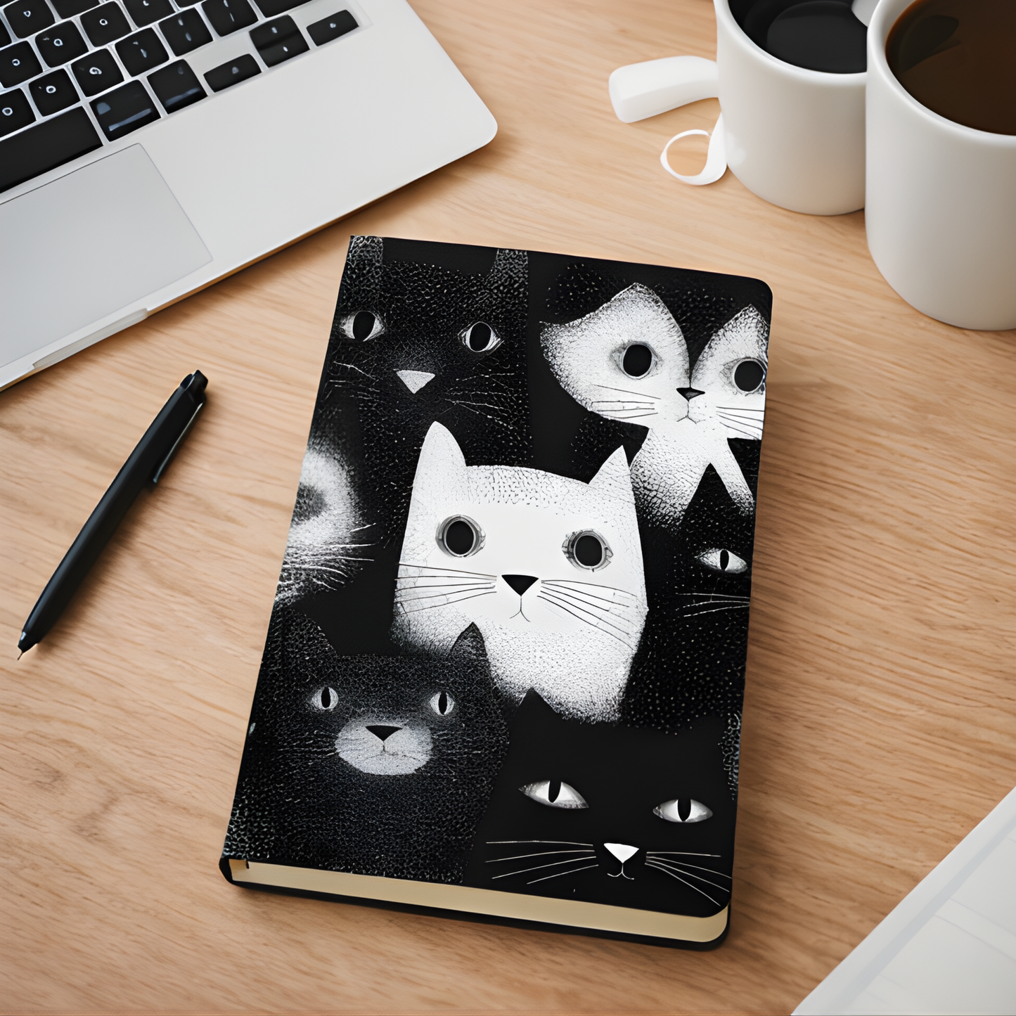 Carnet écoresponsable – Petit – Illustration minimaliste de chats noir et blanc