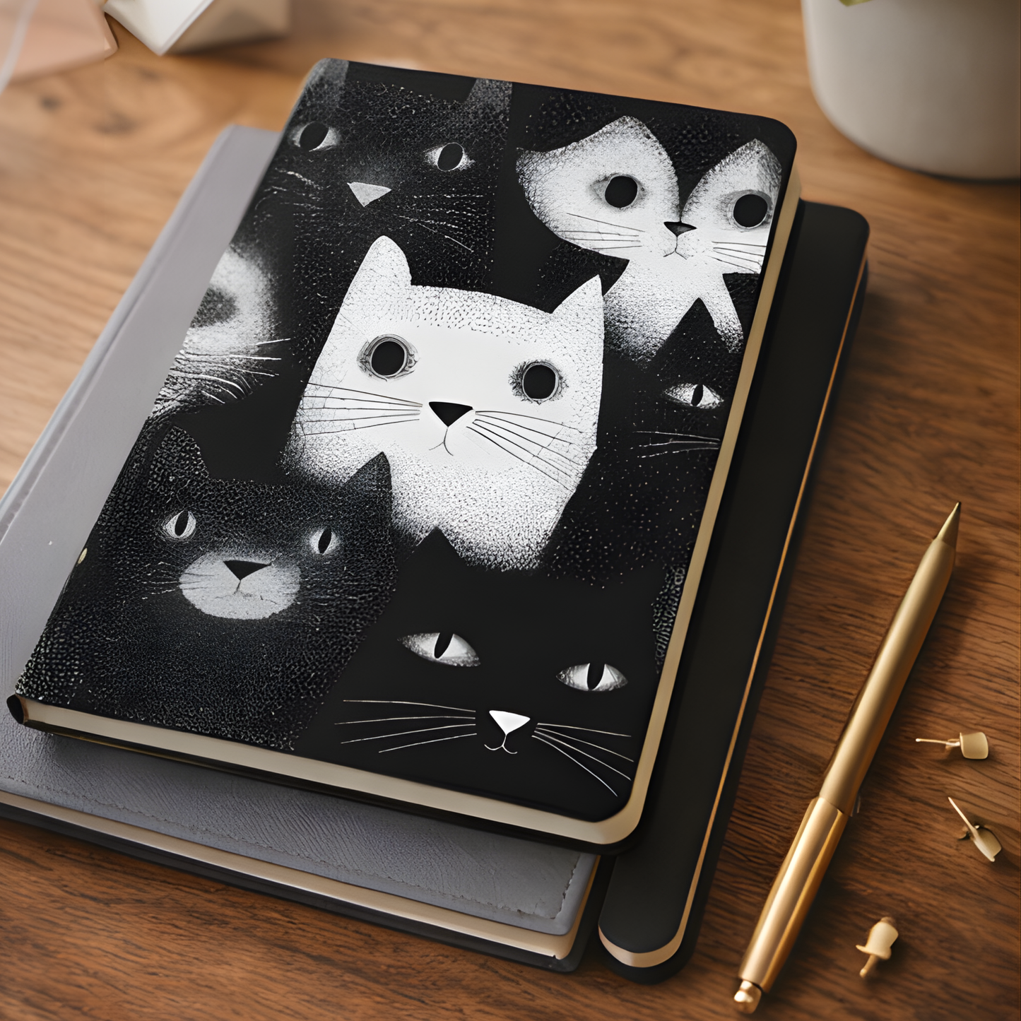 Carnet écoresponsable – Petit – Illustration minimaliste de chats noir et blanc