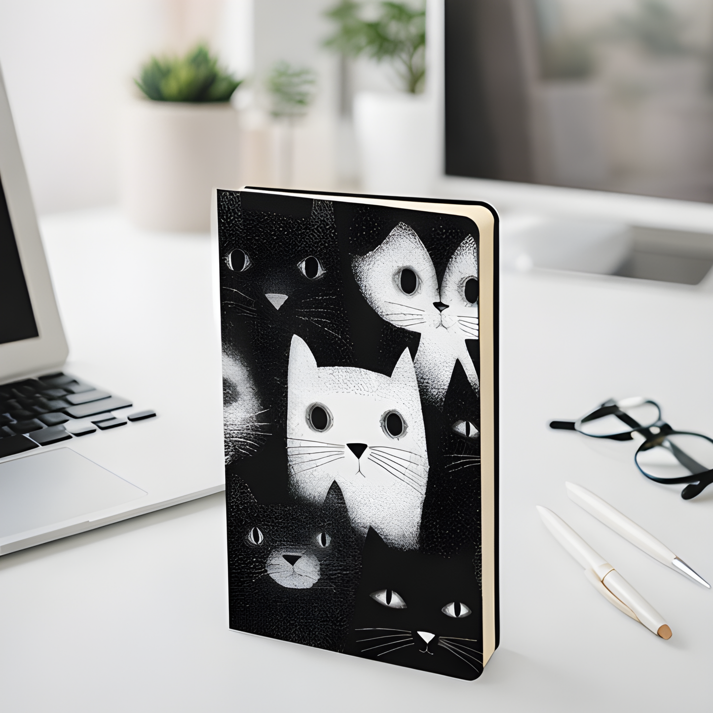 Carnet écoresponsable – Petit – Illustration minimaliste de chats noir et blanc