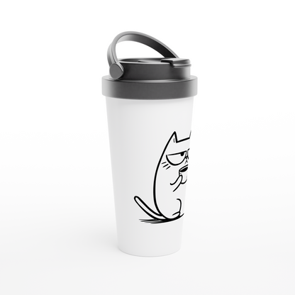 reusable travel coffee cup funny cat design