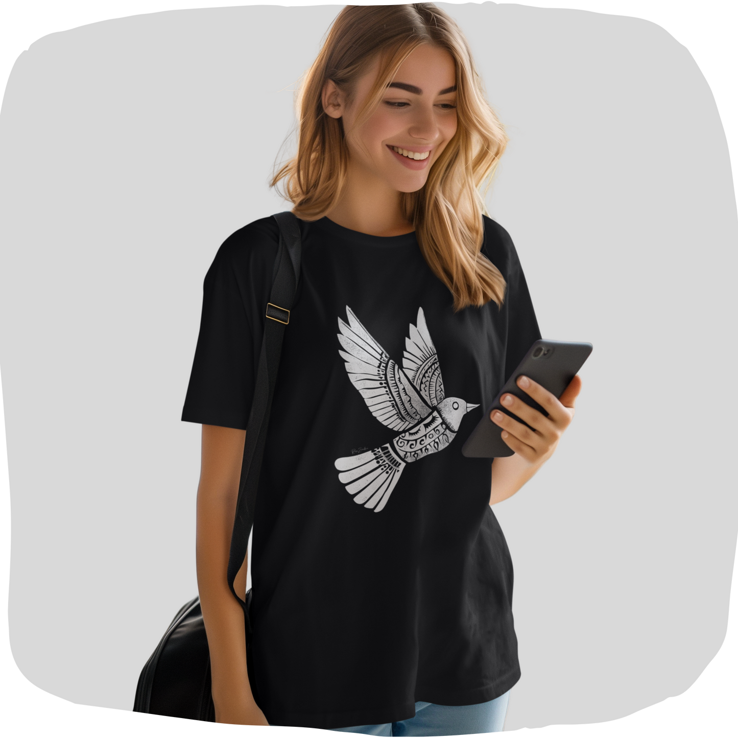 T-shirt en coton bio - Imprimé graphique d'oiseau