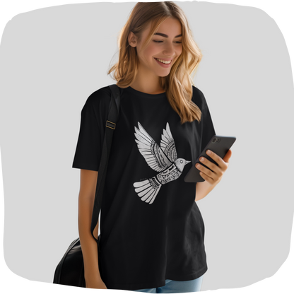 T-shirt en coton bio - Imprimé graphique d'oiseau